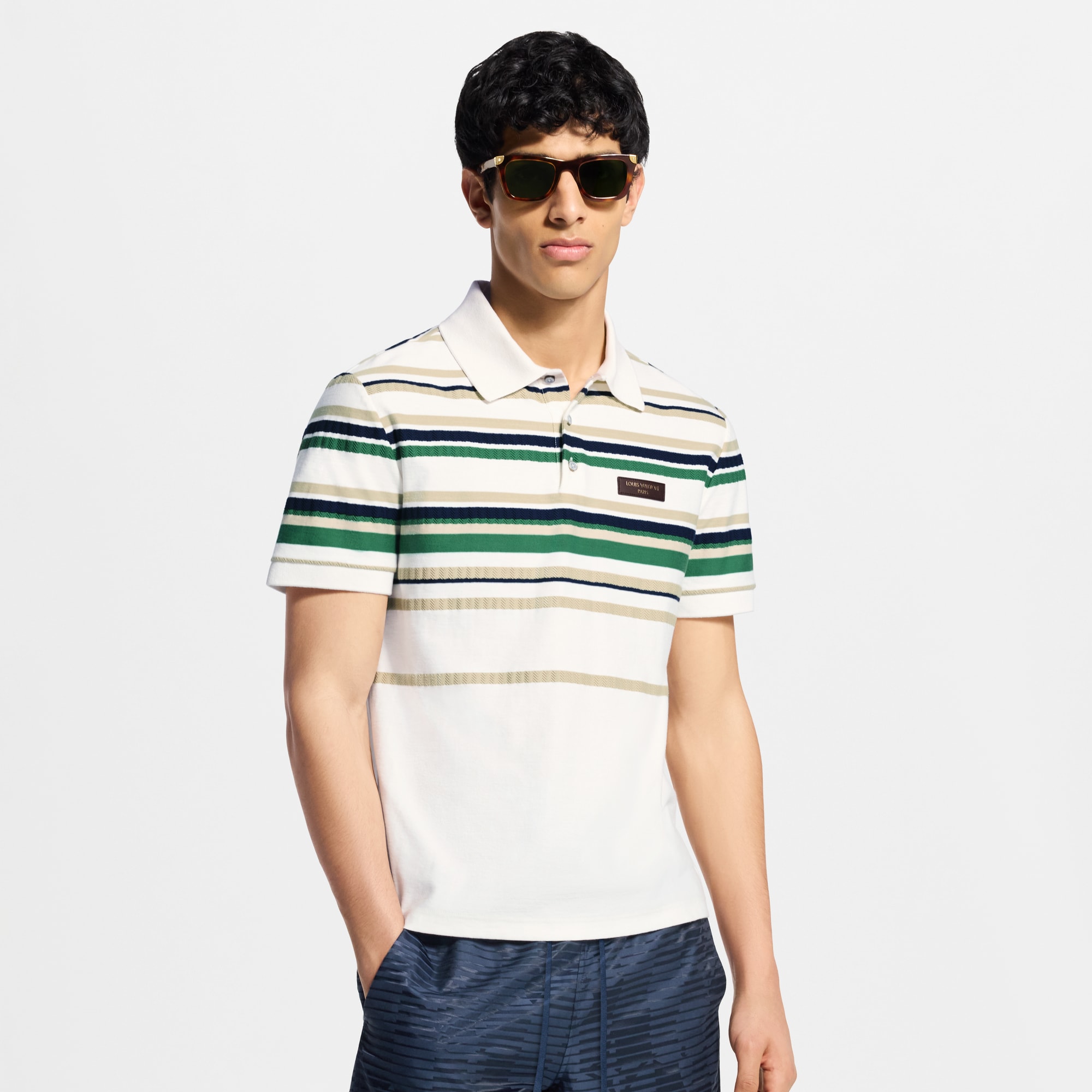Striped Textured Short-Sleeved Polo Shirt - Men - Ready-to-Wear